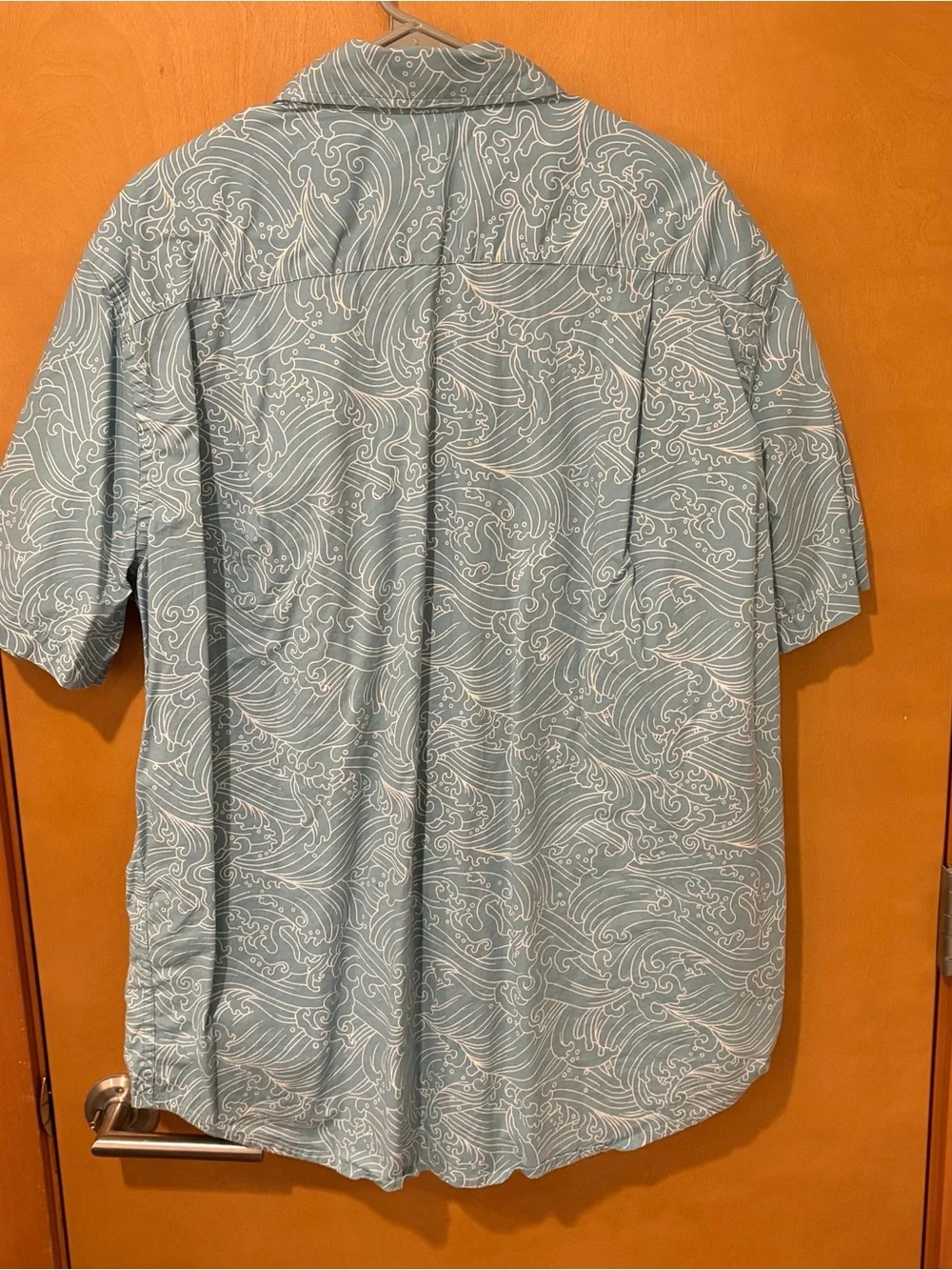 Sonoma Short-Sleeve Button-Up Shirt in Light Blue Wave Print 2XB mens
